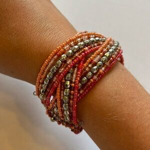 Bohemian Braided Beaded Wire Cuff Bracelet